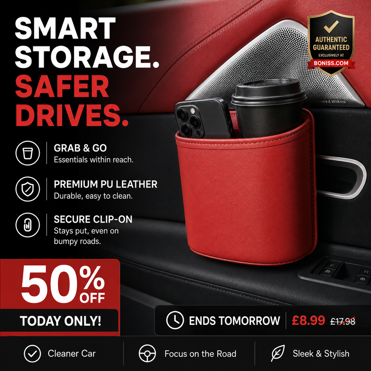 🥳2026 HOT SALE🥳💞50K+ SOLD!🚗🧺 50% OFF! Leather Car Door Cup Holder – Wide‑mouth opening, easy reach for drinks & phone. Clip‑on secure fit. PU leather, tough & stylish. 🛡️✨